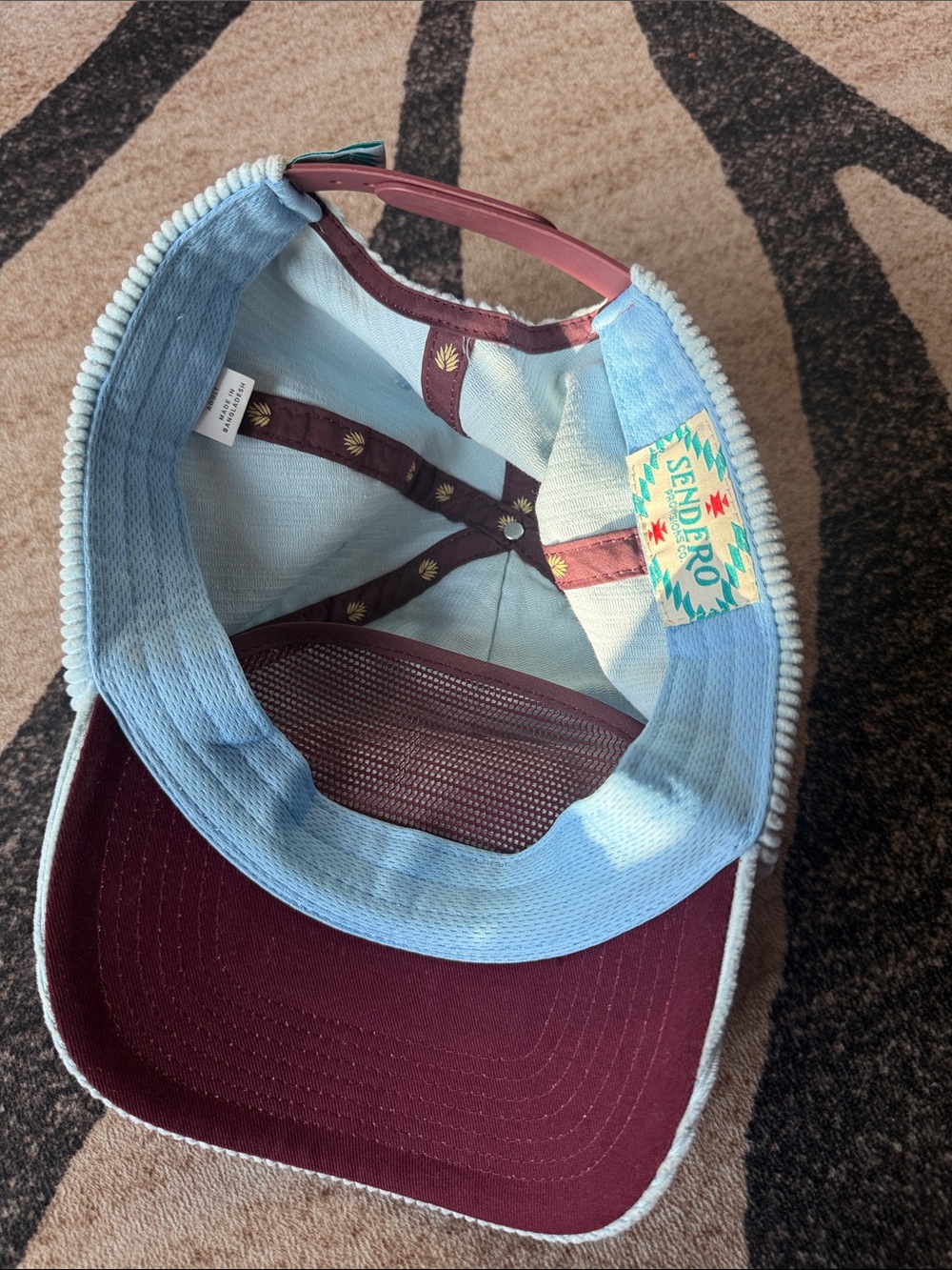 Light Blue Corduroy Cap with Guitarist Embroidery - Picture 2 of 5